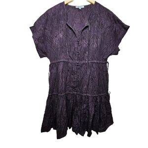 Madewell Babydoll Tiered Cat Tail Print Mini Dress with Ties Size Small